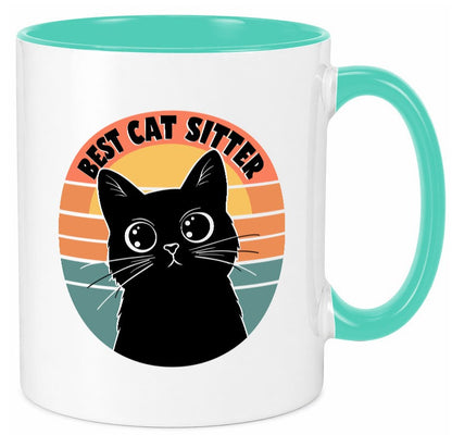 Bets Cat Sitter | Schwarze Katze Katzenliebhaber Geschenk Tierliebhaber Humor Tasse