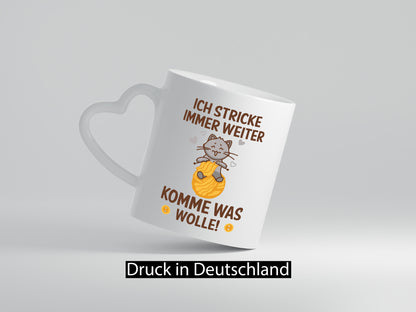 Stricke immer weiter, komme was wolle | Knöpfe Katze lustig Tierliebhaber Humor