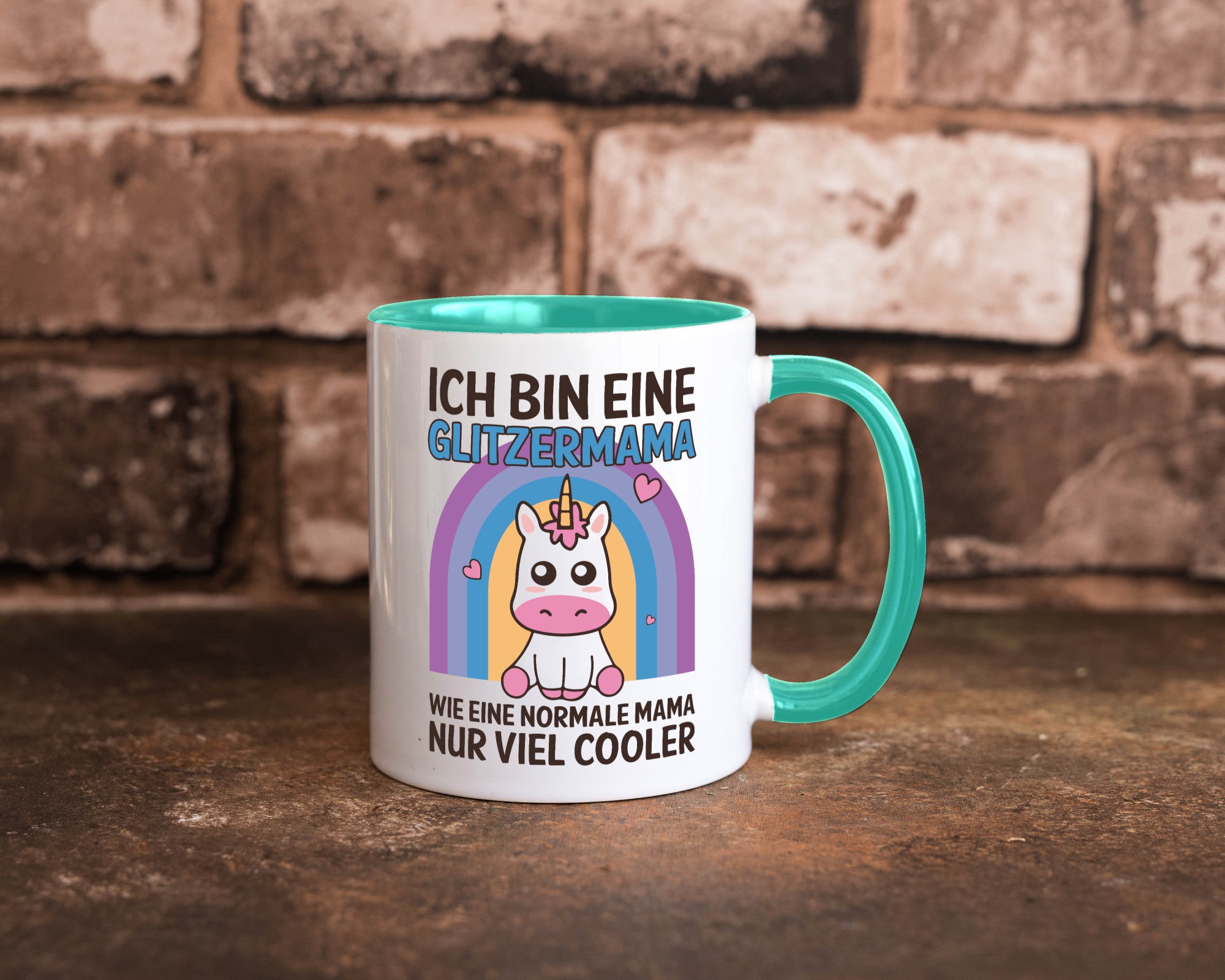 Glitzermama, wie normal, nur cooler | Einhorn Geschenkidee Familie Humor Tasse