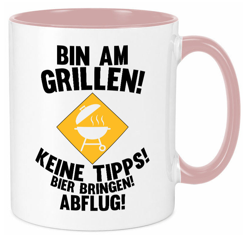 Bin am Grillen | Bier bringen und Abflug Grillmeister Geschenk Humor Tasse