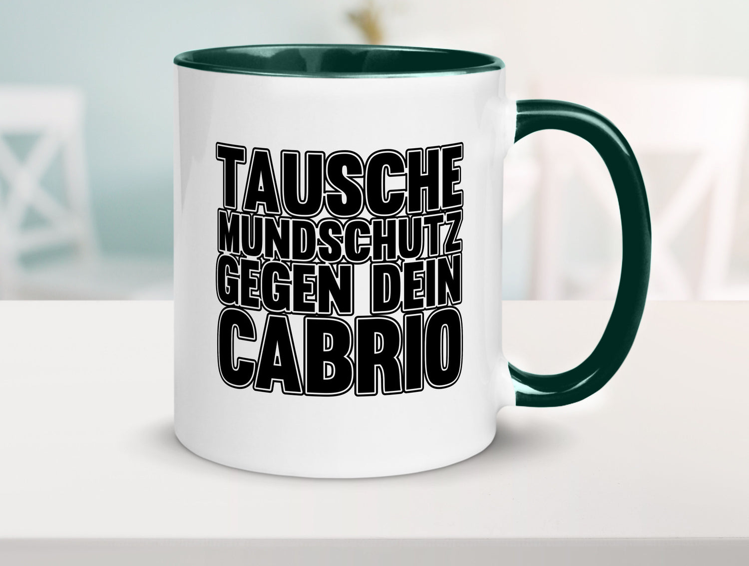 Tausche Mundschutz gegen Cabrio| | Cabrio Geschenkidee Humor Tasse
