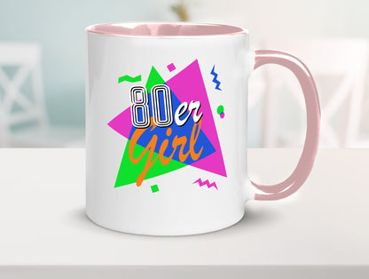 80er Girl - Jahre bunt + verrückt retro Humor Geschenkidee Tasse