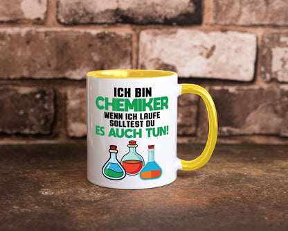 Ich bin chemiker wnen laufe solltest du es auch tun Humor Geschenkidee Tasse