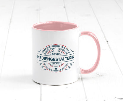 Geprüft und sicher: Mediengestalterin | Medien lustiger Spruch Geschenk Humor