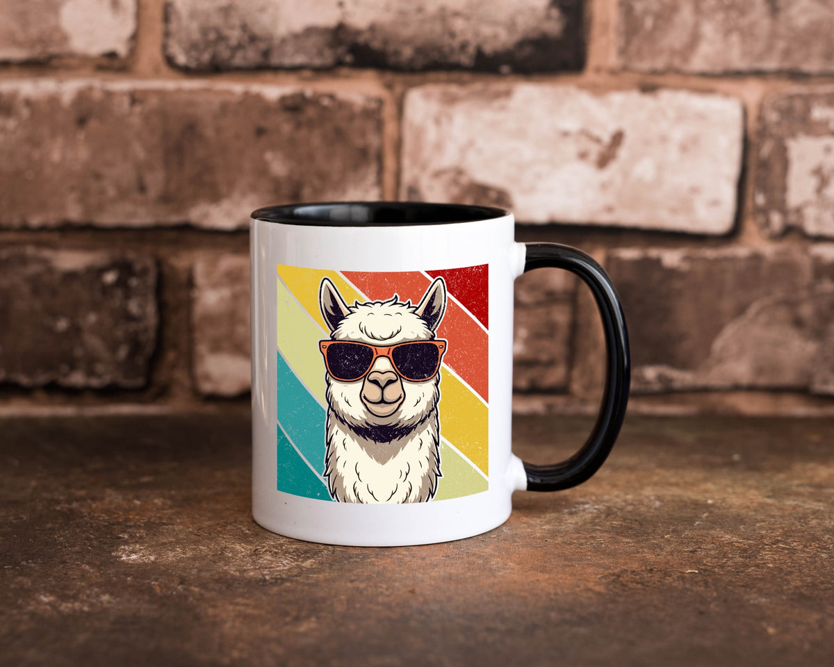 Lama | Retro Alpaka mit Sonnenbrille Geschenk Humor Geschenkidee lustiger Tasse