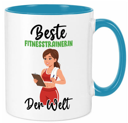 Beste Fitnesstrainerin | Trainerin Sport v2 lustiger Spruch Geschenk Humor Tasse