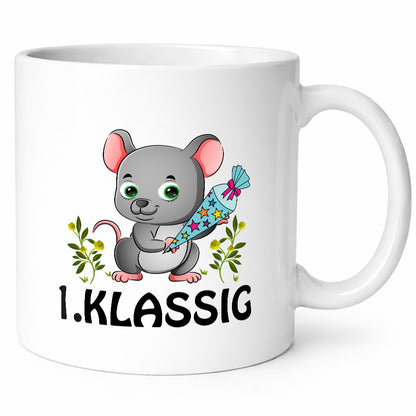 1. Klassik | Schulanfänger Tasse Einschulung Mädchen lustig Humor Geschenkidee