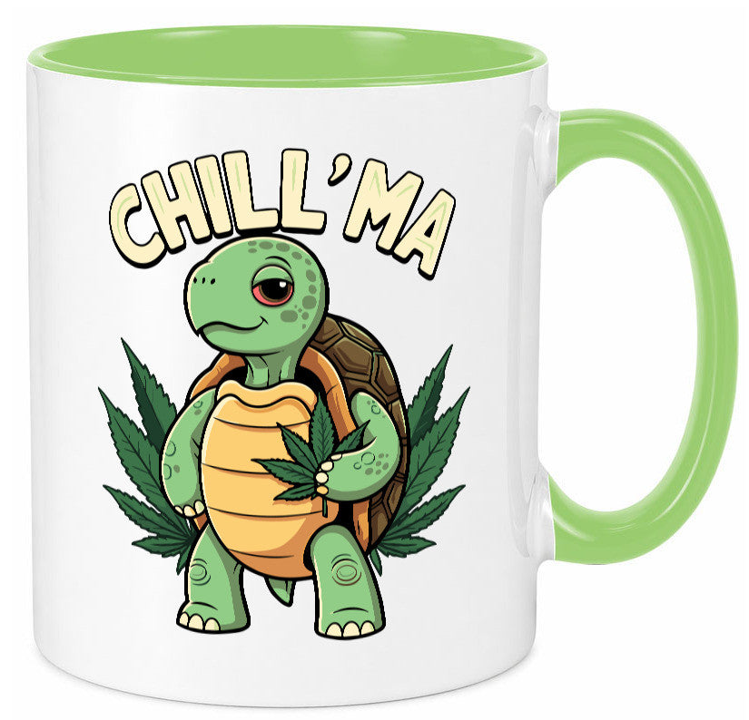 Chill ma | Cannabis Schildkröte v2 Geschenk Humor Geschenkidee lustiger Spruch Tasse