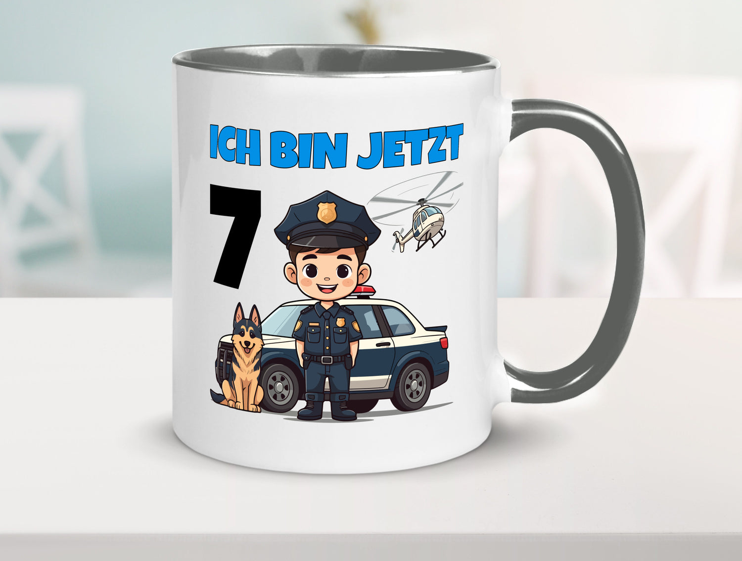 7. Geburtstag | 7 Jahre Polizei Kind Polizeiauto Humor Geschenkidee Tasse