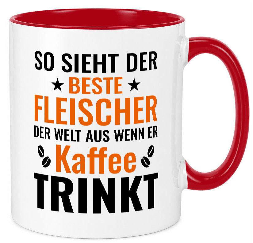 Kaffee trinkt: Fleischer | Schlachterei Humor Geschenkidee Tasse