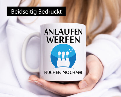 Anlaufen werfen fluchen nochmal | Bowling Sport Geschenk Humor Geschenkidee