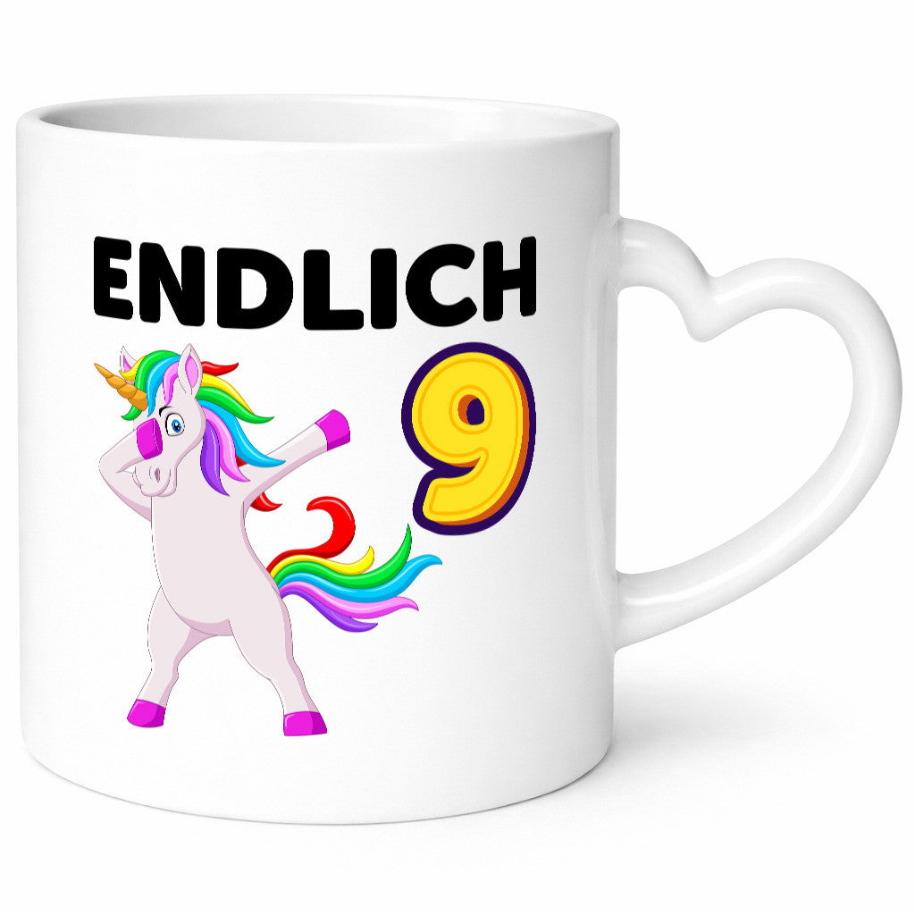 9. Geburtstag | endlich 9 Jahre Einhorn Mädchen Geschenkidee Humor Tasse