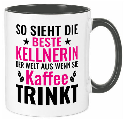 Kaffee trinkt: Kellnerin | Beruf kellnern Bedienung Humor Arbeit Kollegen Büro