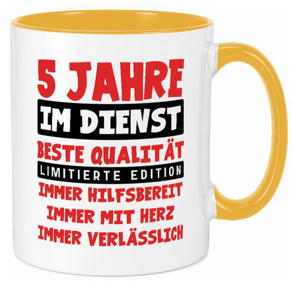 5 Jahre im Dienst | Jubiläum Arbeit v9 Geschenk Kollegen Büro lustiger Spruch Tasse