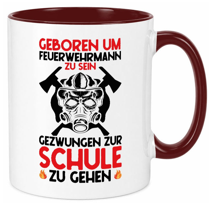 Geborener Feuerwehrmann | Feuerwehr Brand Maske Schule lustiger Spruch Geschenk Tasse