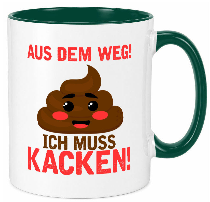 Aus dem weg ich muss kacken | Toiletten Spruch Pupsen Geschenkidee Humor Tasse