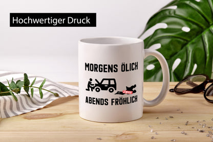 Morgens ölich abends fröhlich | Mechaniker Werkstatt Geschenk Humor