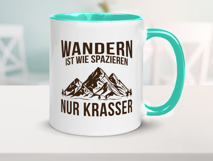 Wandern wie spazieren, nur krasser | Gebirge Bäume Geschenk Humor Geschenkidee