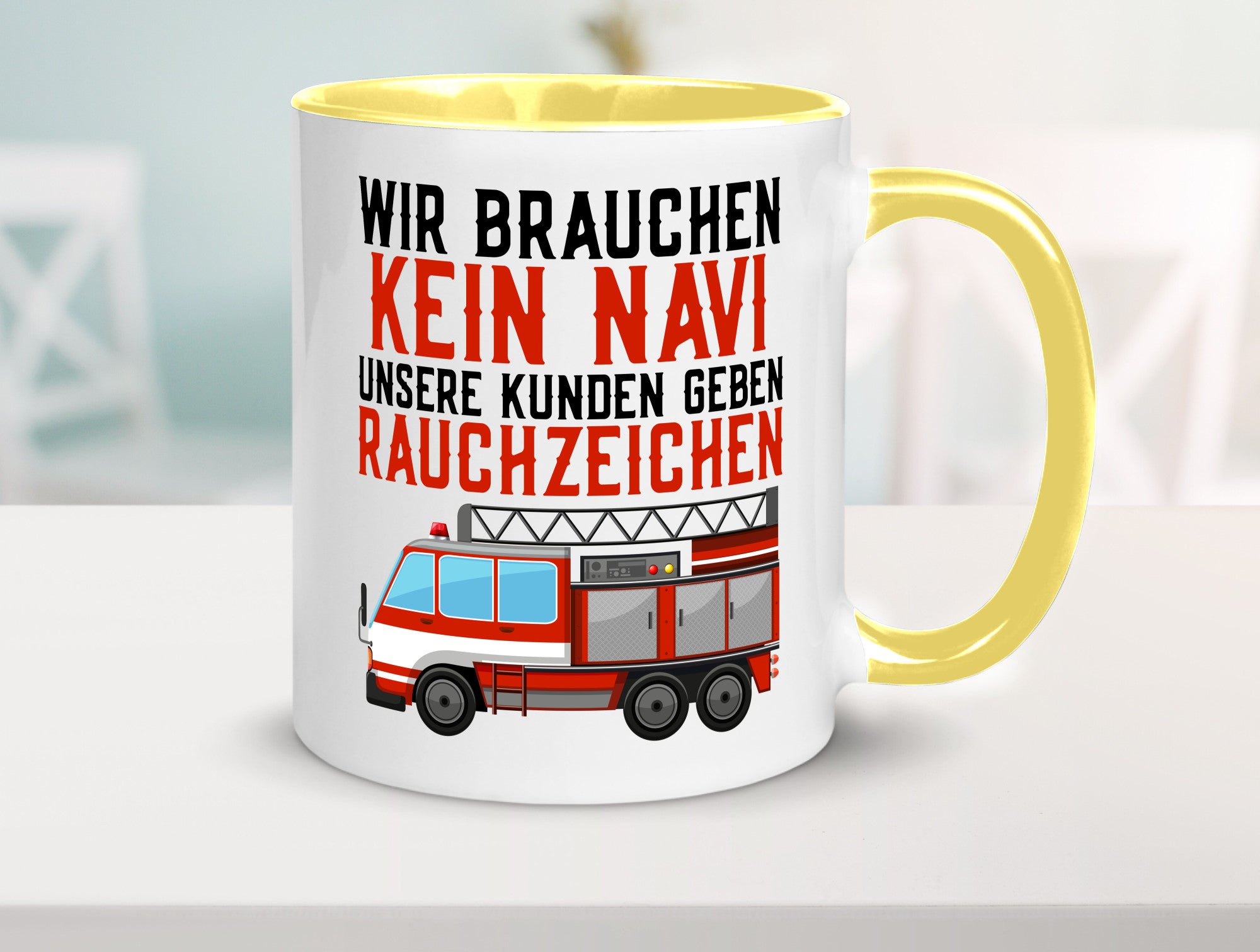 Wir brauchen kein Navi | Feuerwehr Brand Rauchzeichen Geschenkidee Humor Tasse