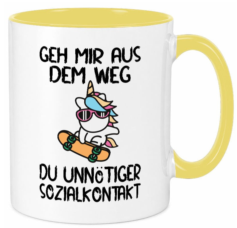 Aus dem Weg, Sozialkontakt | Einhorn Skateboard Geschenk Humor Geschenkidee Tasse