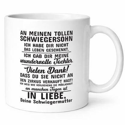 An meinen tollen Schwiegersohn lustiger Spruch Geschenk Familie Geschenkidee