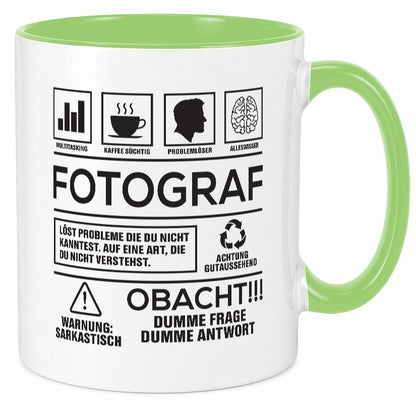 Achtung Probleme Fotograf | Fotografie Kamera Geschenkidee Humor Tasse