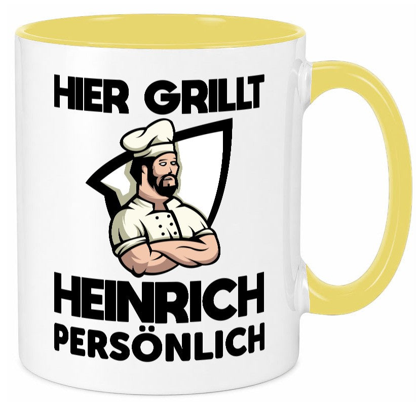 Hier Grillt Heinrich Persönlich | Grillmeister Geschenk Humor Geschenkidee Tasse