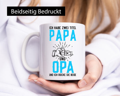 Papa und Opa | zwei Titel Rocke sie Beide Humor Familie Geschenkidee Tasse