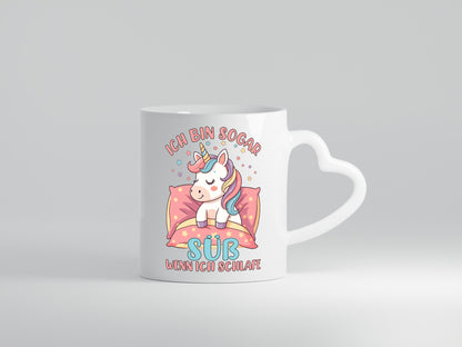 Bin süß wenn ich schlafe | Einhorn v2 Humor Geschenkidee Tasse