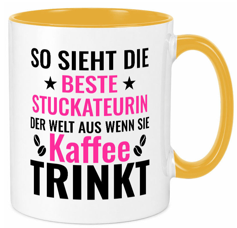 Kaffee trinkt: Stuckateurin | Innenausbau Geschenk Humor Geschenkidee lustiger