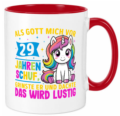 29. Geburtstag | Als Gott mich schuf 40 Jahre v2 Humor Geschenkidee Tasse