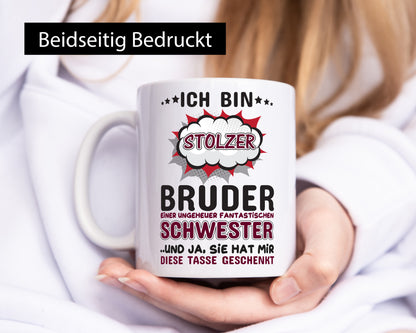 Stolzer Bruder | Tolle Schwester Geschwisterliebe Humor Geschenkidee Tasse