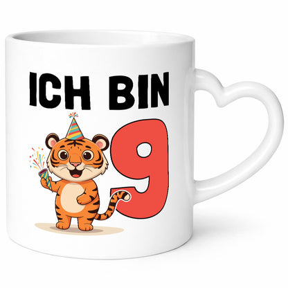 9. Geburtstag | 9 Jahre Tiger lustig Geschenkidee Geschenk Tasse