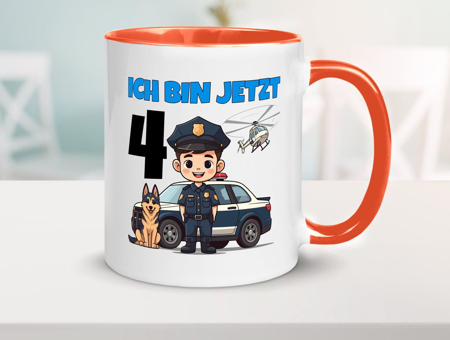 4. Geburtstag | 4 Jahre Polizei Kind Polizeiauto Humor Geschenkidee Tasse
