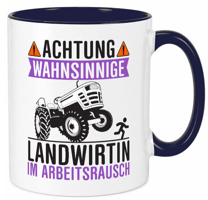 Landwirtin im Arbeitsrausch | Bauer Achtung! lustiger Spruch Geschenk Arbeit Tasse