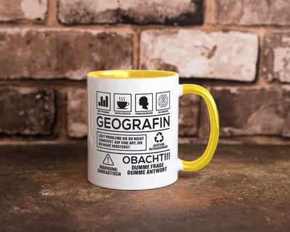 Achtung Probleme Geografin | Geografie Geschenkidee Humor Tasse