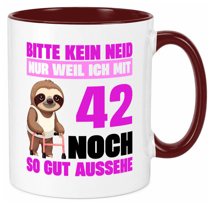 42. Geburtstag | Bitte kein neid Faultier 42 Jahre Geschenkidee Humor Tasse
