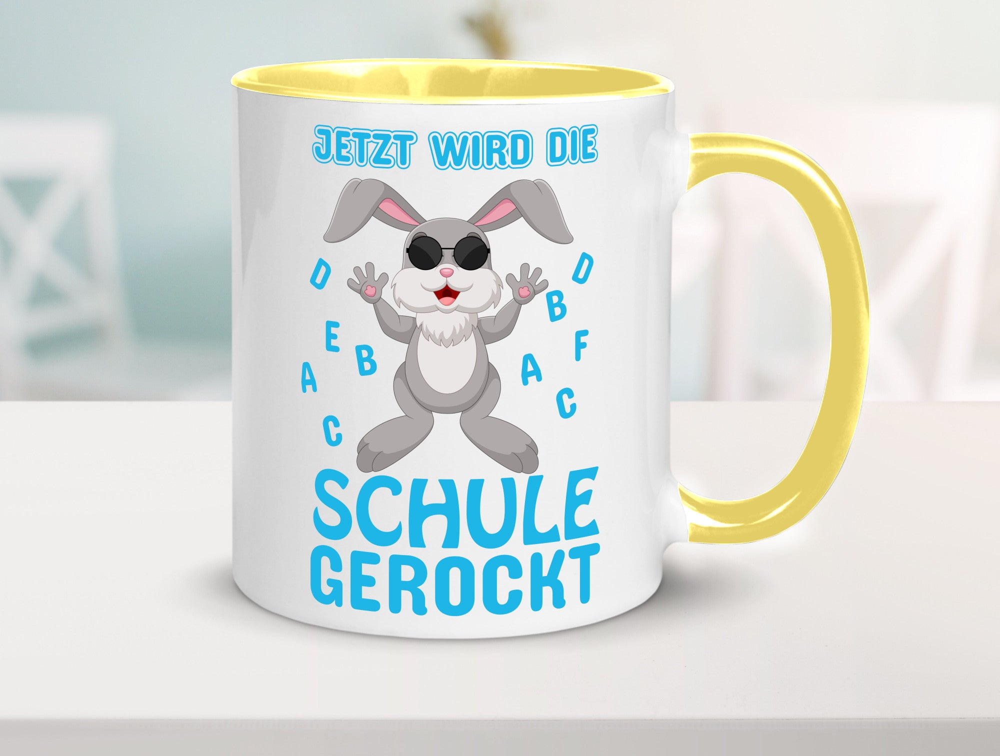 Schule wird gerockt | Schulbeginn Tasse cooler Hase lustiger Spruch Geschenk