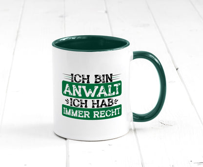 Ich bin Anwalt habe immer Recht | Jura Humor Geschenkidee Tasse