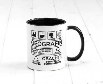 Achtung Probleme Geografin | Geografie Geschenkidee Humor Tasse
