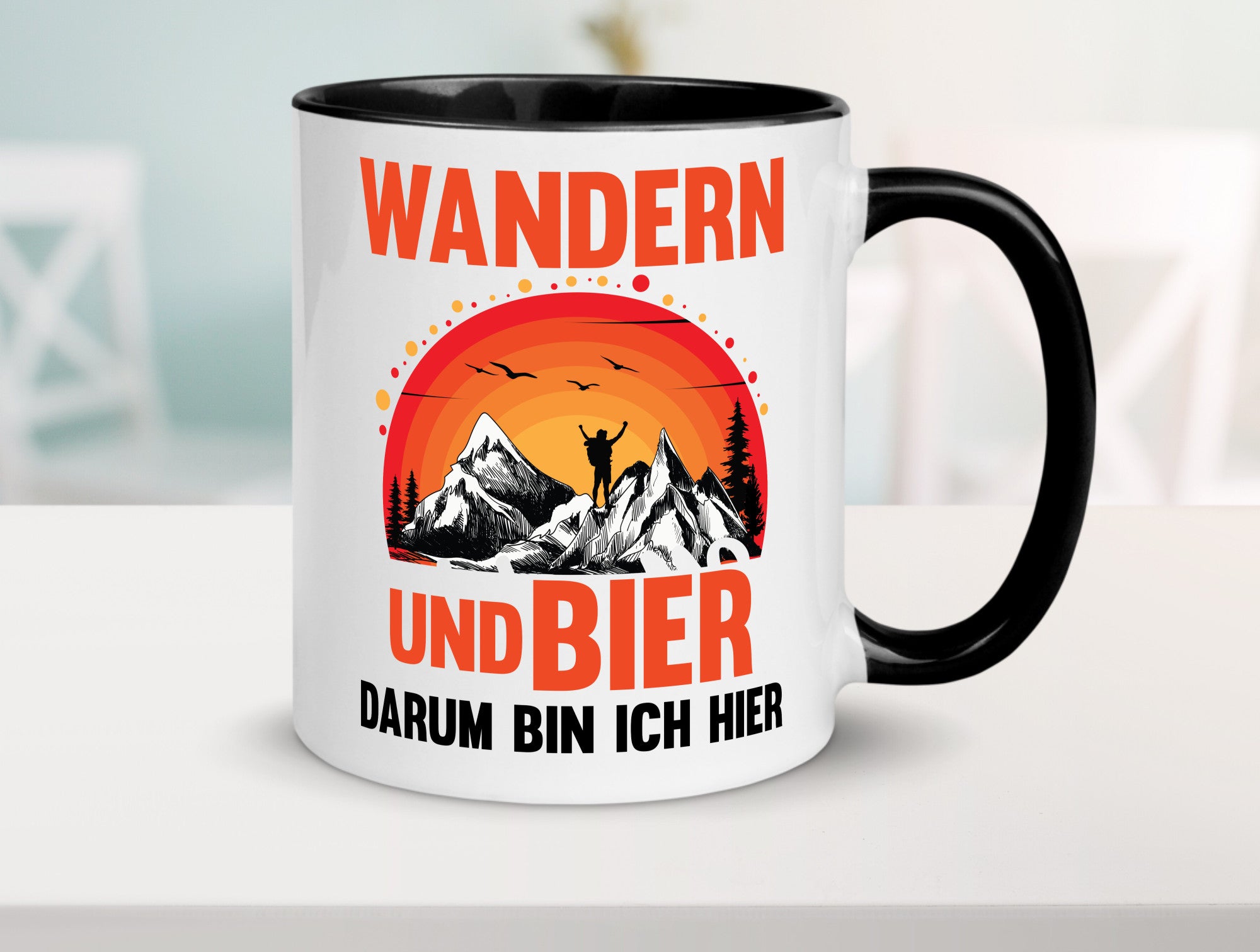 Wandern und Bier darum bin ich hier | lustiger Spruch Geschenk Humor