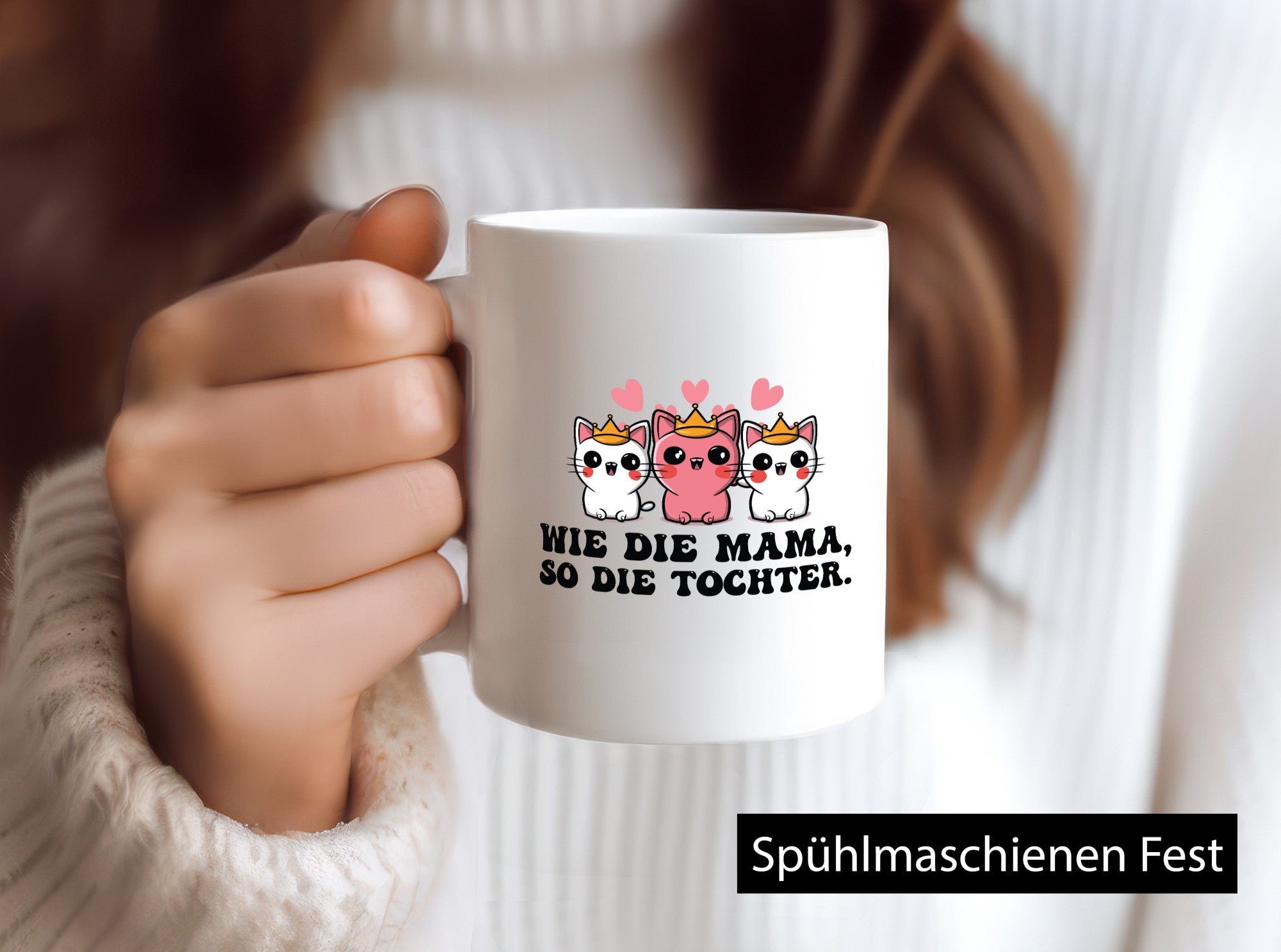 Wie die Mama, so Tochter | Katze Katzenbabies Geschenkidee Familie Humor Tasse