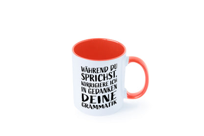 Während du sprichst, Grammatik korrigieren lustiger Spruch Geschenk Humor