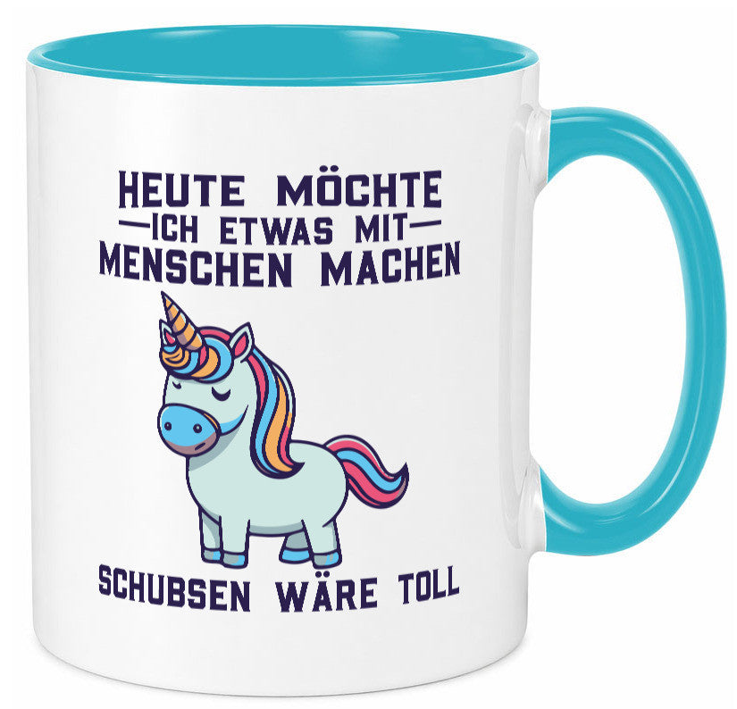Heute möchte ich Menschen schubsen | Einhorn v2 Geschenk Humor Geschenkidee