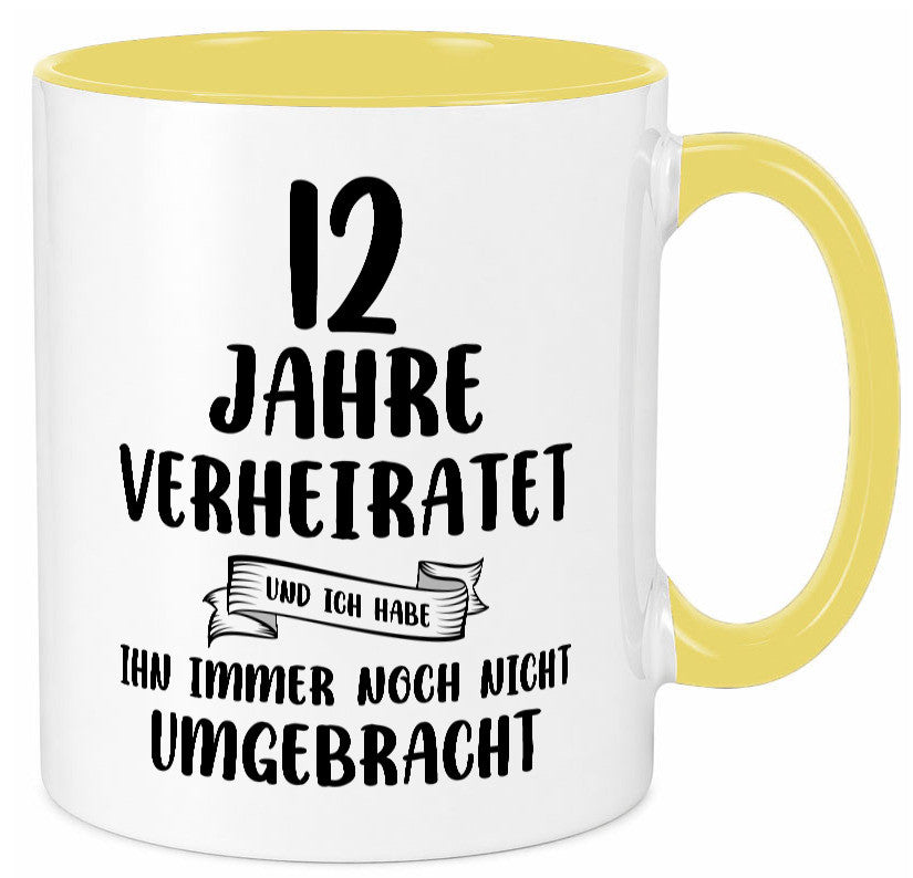 12 Jahre Verheiratet, immer noch am Leben! Geschenkidee Humor Tasse