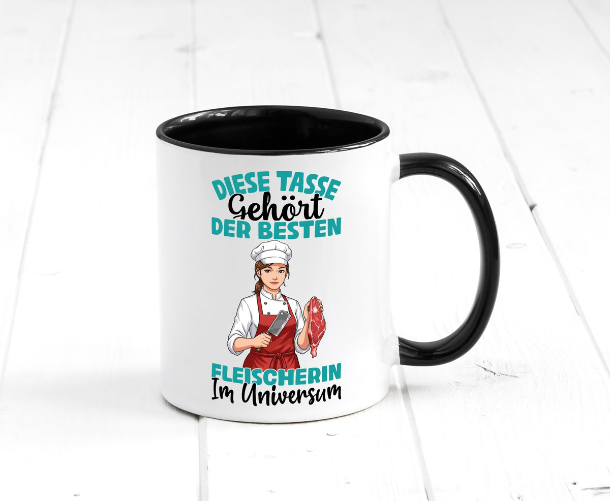 Im Universum: Fleischerin | Schlachterei lustiger Spruch Geschenk Humor Tasse