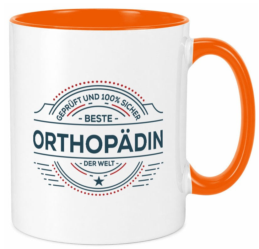 Geprüft und sicher: Orthopädin |Orthopädie Geschenk Humor Geschenkidee lustiger Tasse