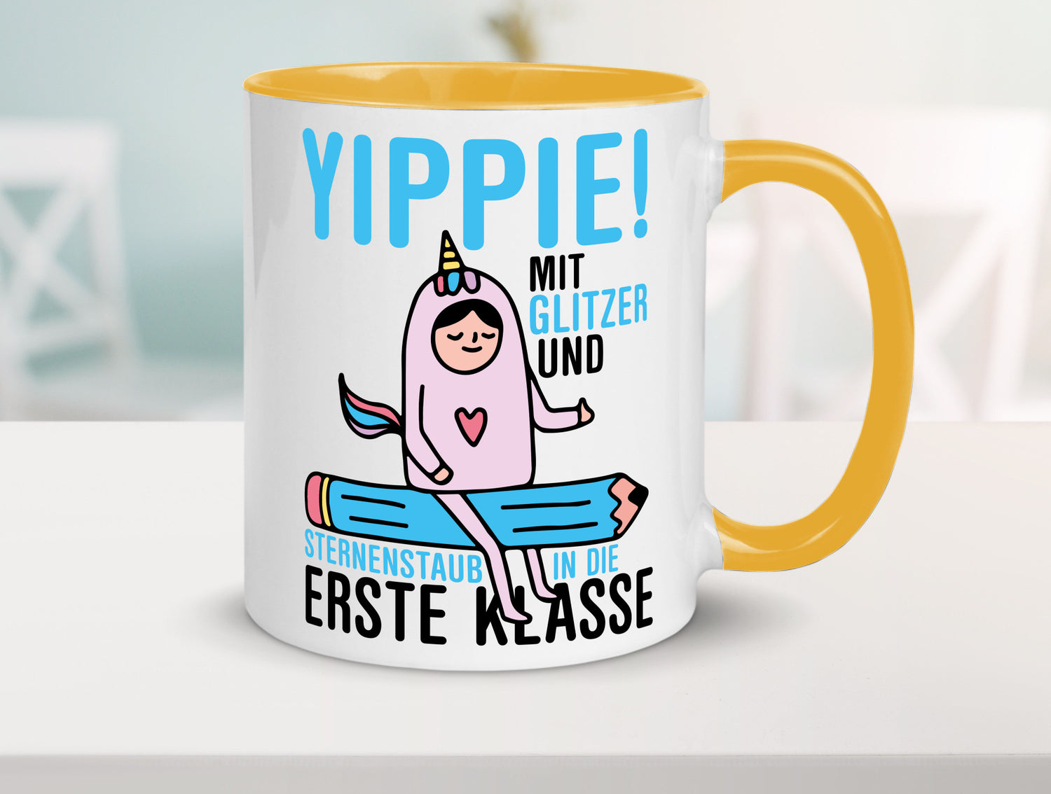 Mit Glitzer und Sternenstaub | Einschulung Einhorn lustiger Spruch Geschenk