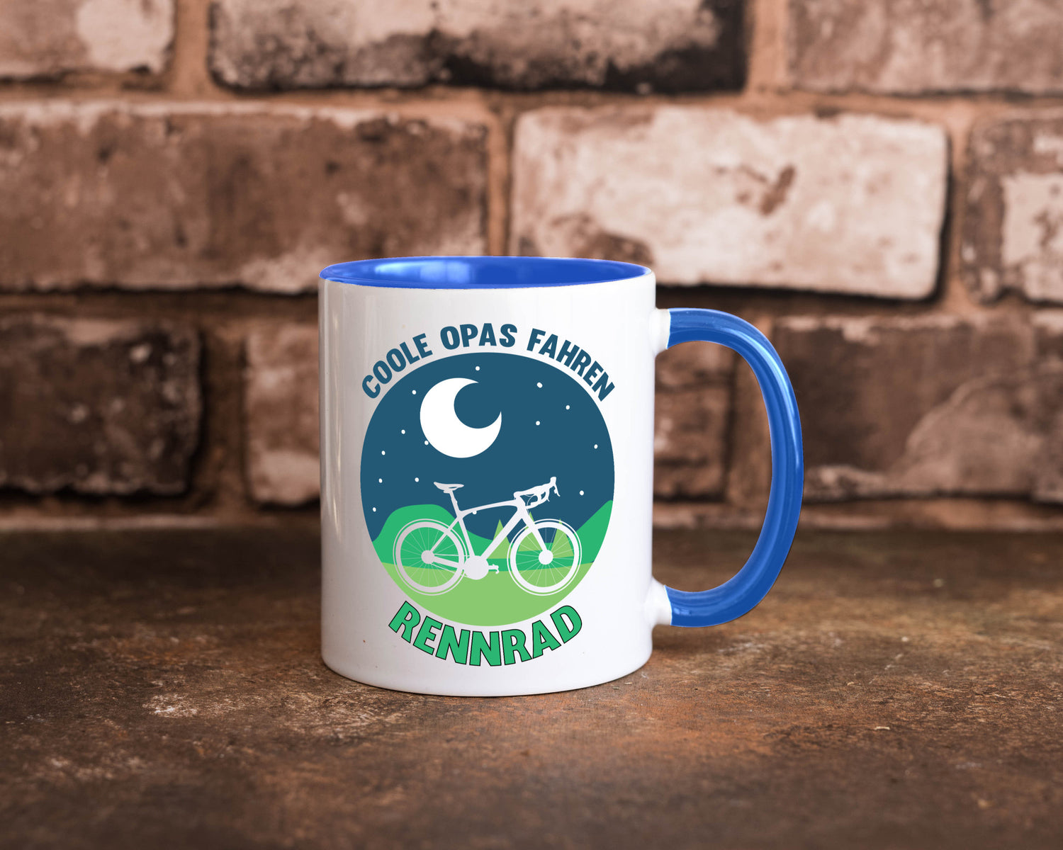 Coole Opas fahren Rennrad | Mond Landschaft Geschenk Familie Geschenkidee