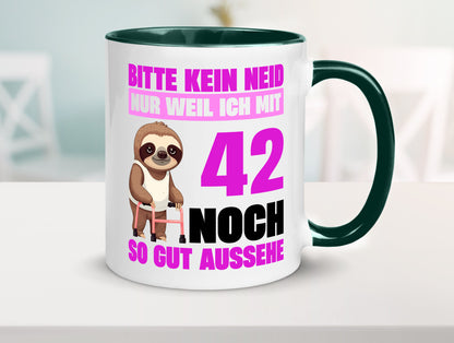 42. Geburtstag | Bitte kein neid Faultier 42 Jahre Geschenkidee Humor Tasse